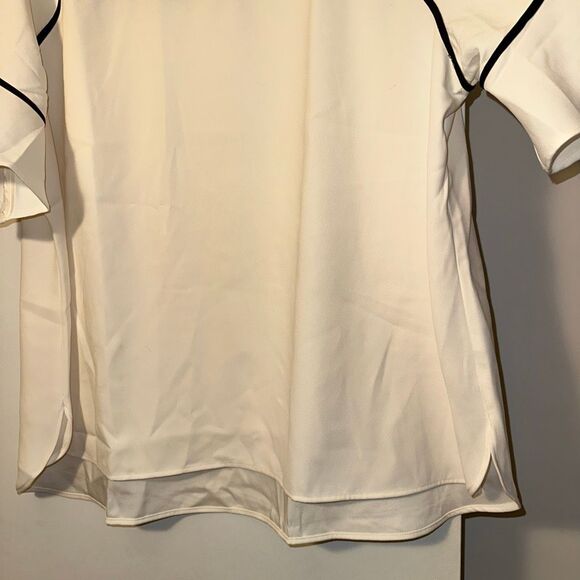 Alfani Women’s Cobalt Breeze Ruffle Sleeve Shirt Cream Black 3XL EUC - Picture 4 of 10